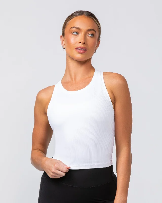 Best Bargains Rib Staple Cropped Tank - White