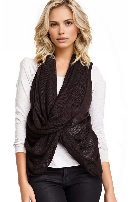 Pay Less Tencil Cashmere 3-way Drape Vest in Truffle