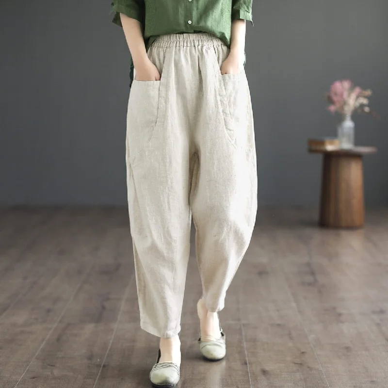 Mega Sale Women Spring Retro Loose Casual Linen Pants