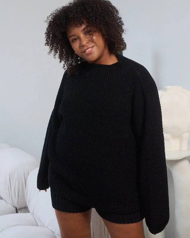 Steals and Deals Laumės: Black Merino Wool Sweater