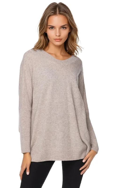 Markdowns 100% Cashmere Reversible Easy V-Neck Sweater - Neutrals