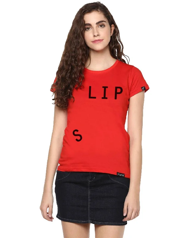 Weekend Deals That Spark Womens Half Sleeve Slip Printed Red Color Tshirts