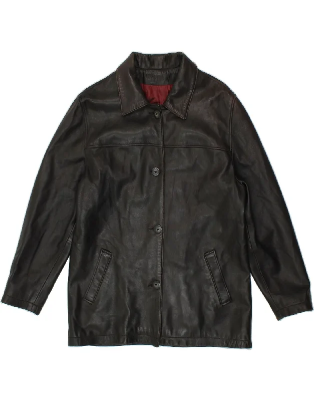 Super Sale REDSKINS Womens Leather Jacket UK 14 Medium Brown Leather