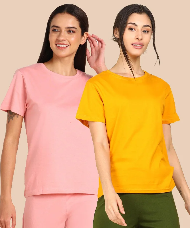 Time-Limited Offer Womens Regular  Fit Combo Solid Tshirt