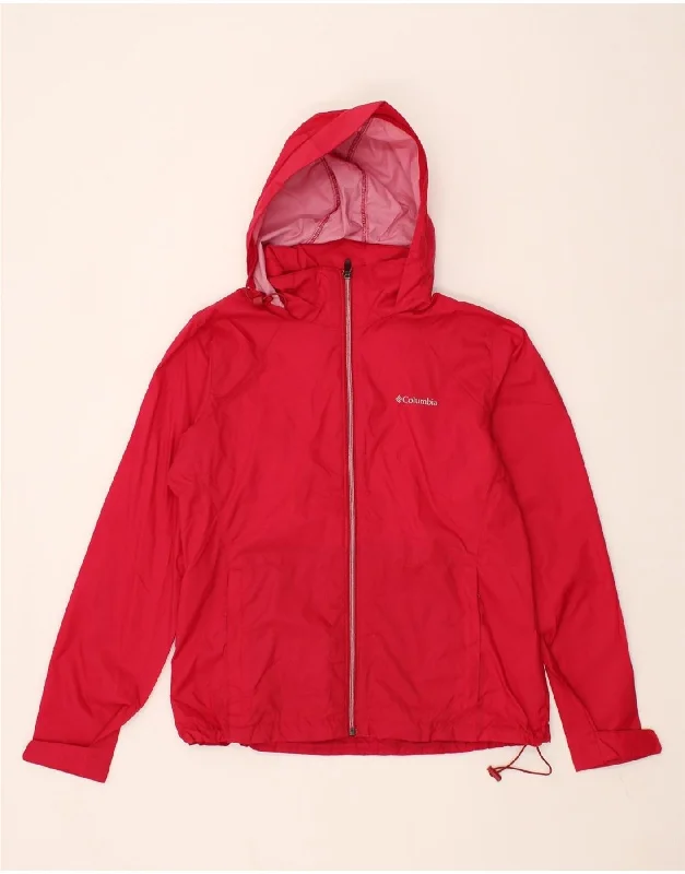 Bargain Blast COLUMBIA Womens Hooded Rain Jacket UK 16 Large Red Nylon