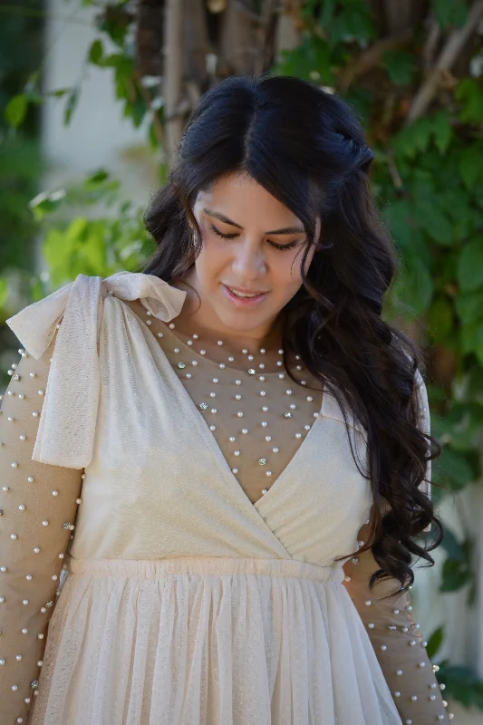 Stock Up and Save Lennox Tan Pearl Diamond Layering Top