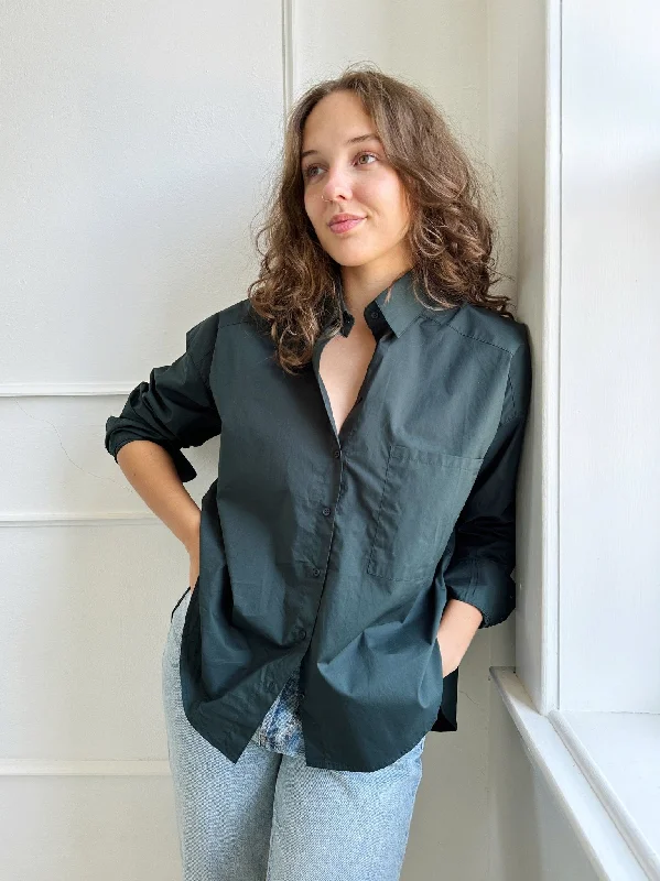 Fantastic Offers Curved Hem Poplin Button Up