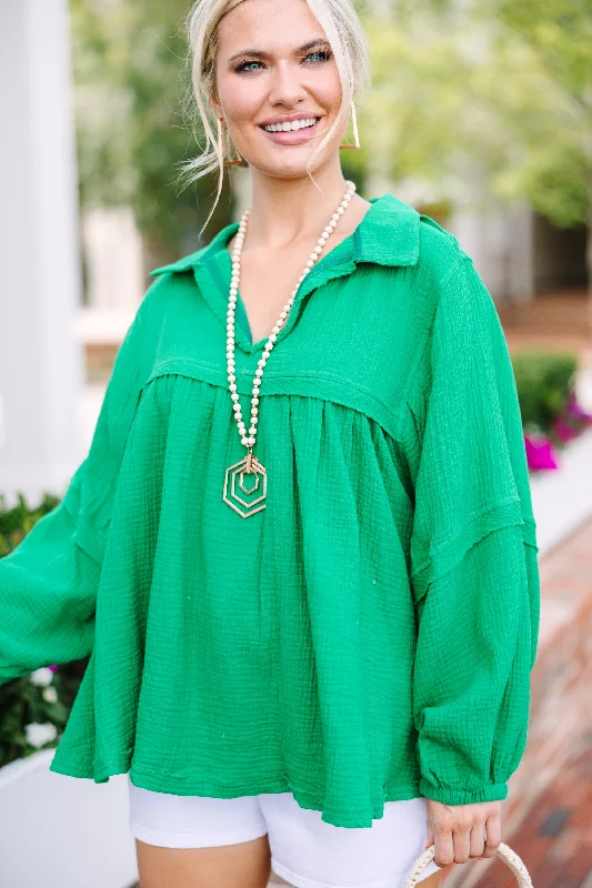 Steals and Deals Love Life Kelly Green Babydoll Top