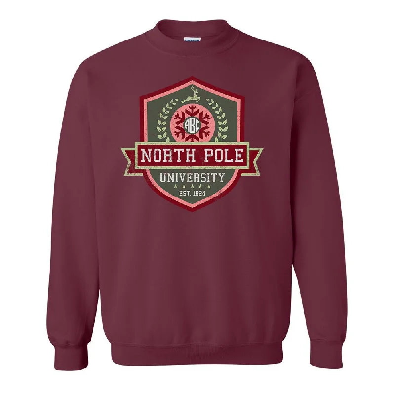 Crazy Deals Monogrammed 'North Pole University Crest' Crewneck Sweatshirt