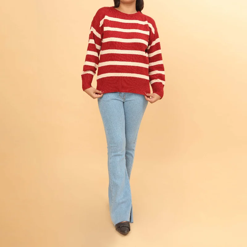 Low Prices Maroon Cotton Thread Winter Sweater PW4805