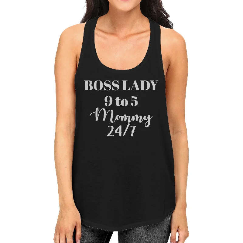 Overstock Sale Boss Lady Mommy Womens Black Racerback Tank Top Funny Gift For Mom