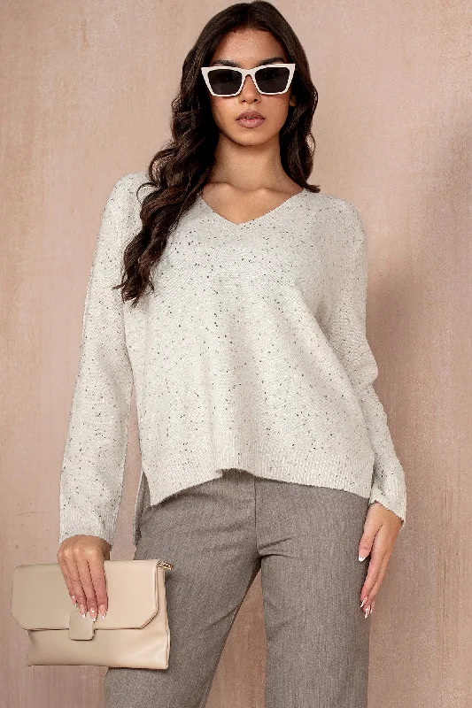 Early Access Chloe Cream Knit Sequin Jumper