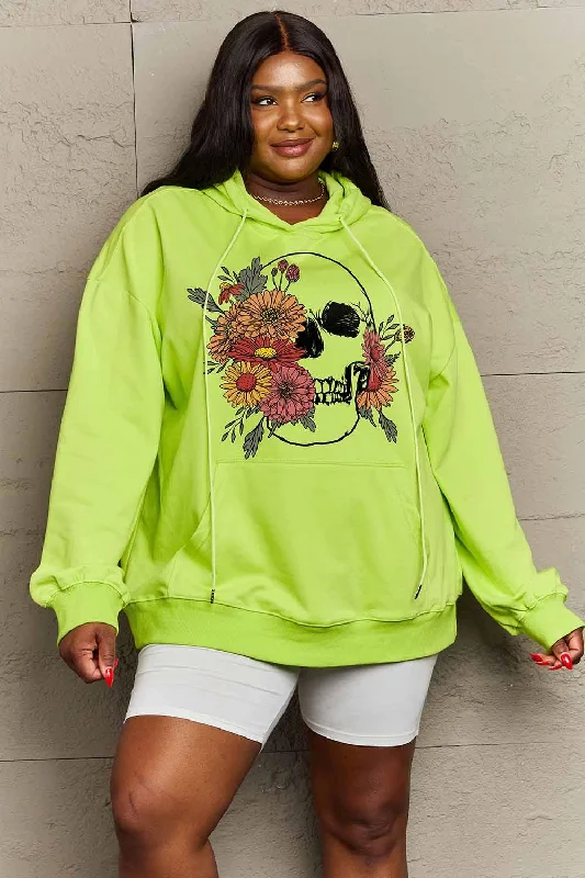 Online Only Simply Love Simply Love Full Size Floral Skull Graphic Hoodie