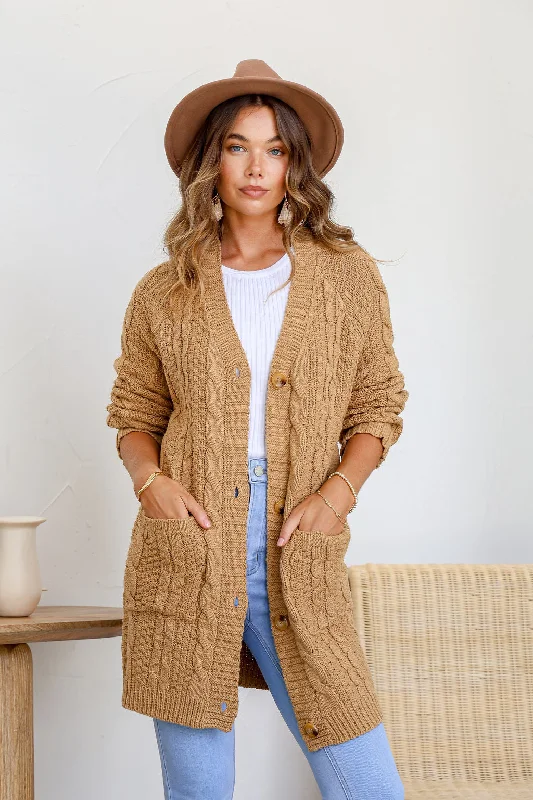 Cash Savings Davina Knit Cardigan Tan